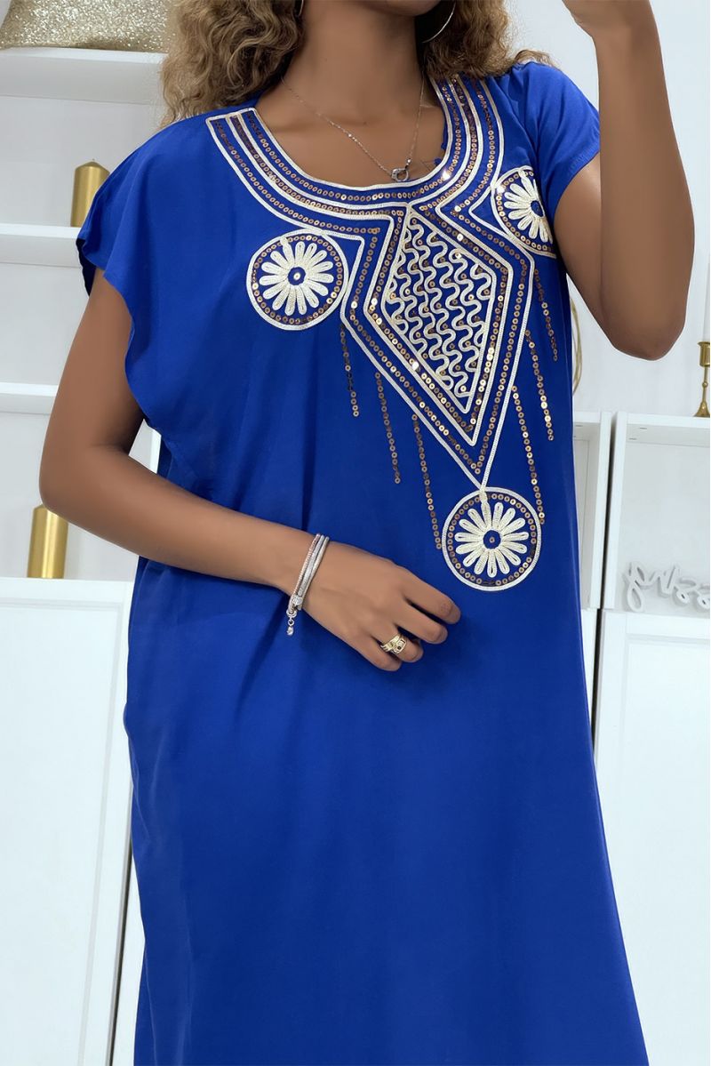 Royal djellaba jurk zeer comfortabel om te dragen met mooi geborduurd patroon op de kraag versierd met strassteentjes - 3