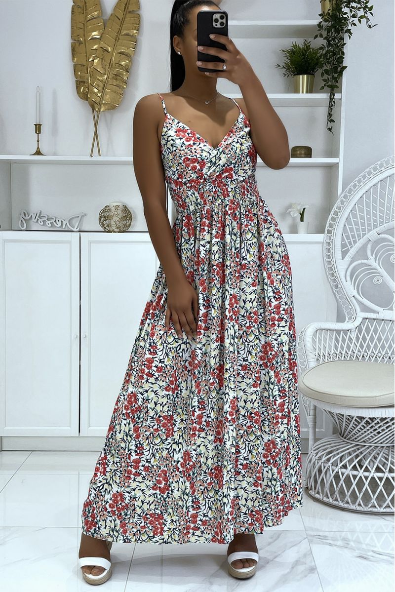Long very chic patterned dress with predominantly white - 1