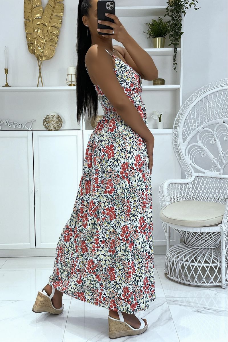 Long very chic patterned dress with predominantly white - 3