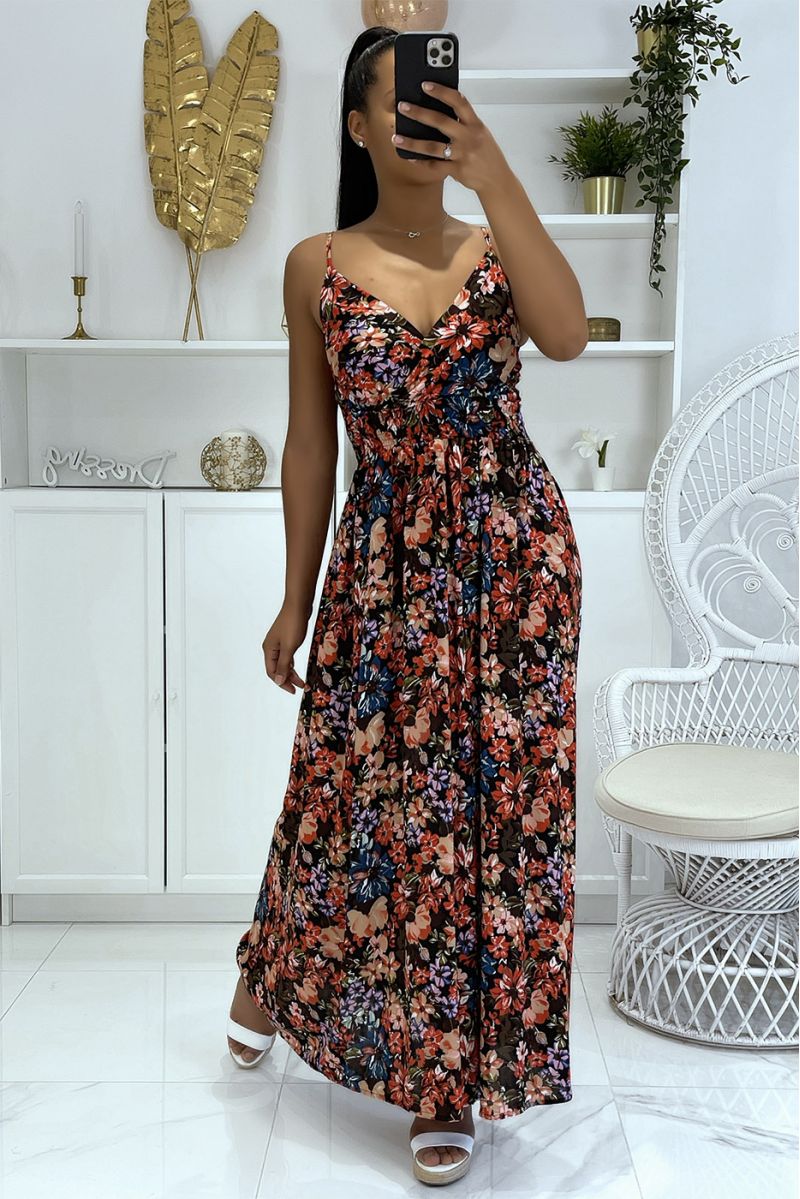 Long very chic patterned dress with predominantly black - 2