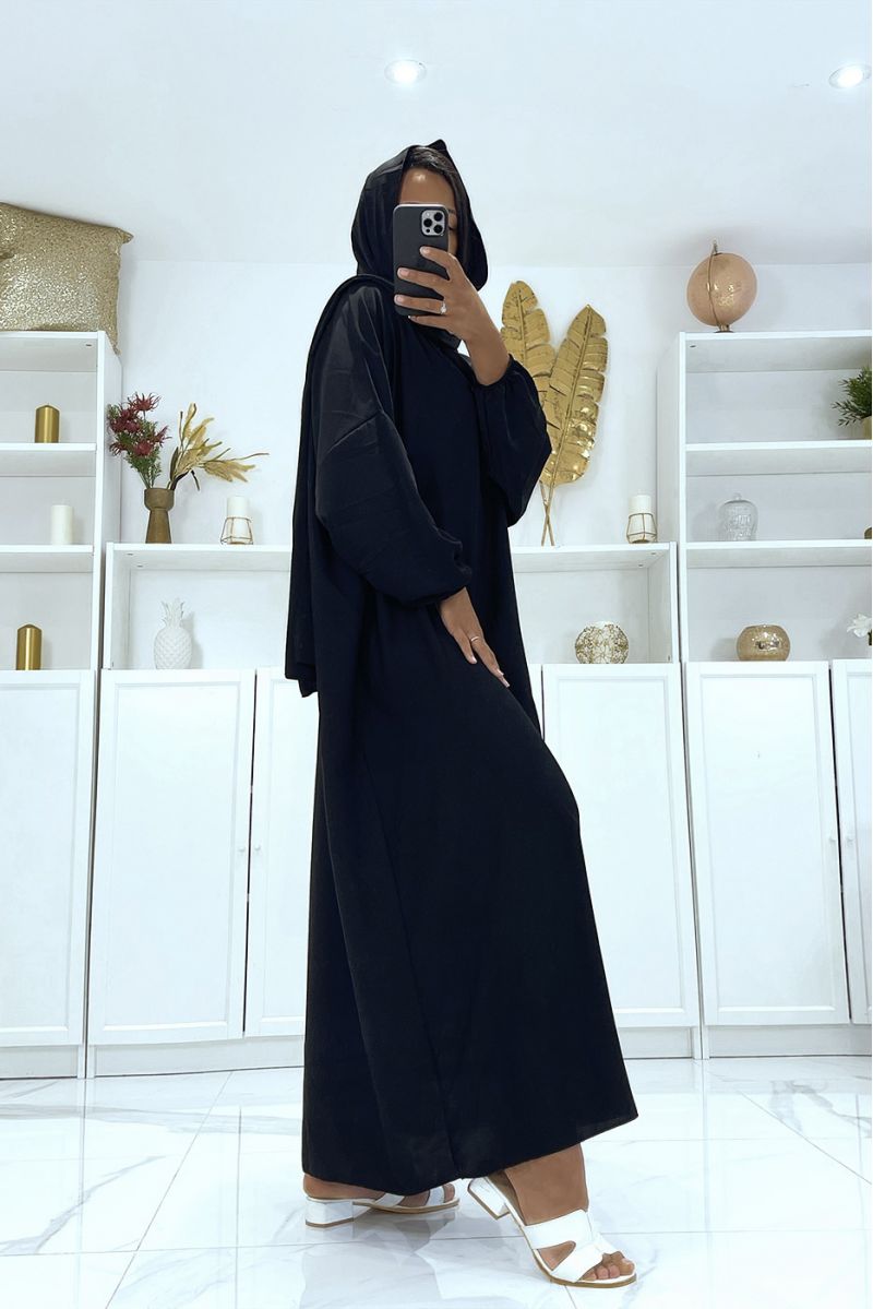 Abaya noire avec voile intégré pas chère couleur vitaminée - 3