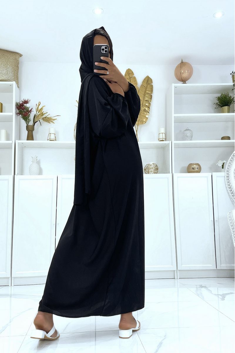 Abaya noire avec voile intégré pas chère couleur vitaminée - 4