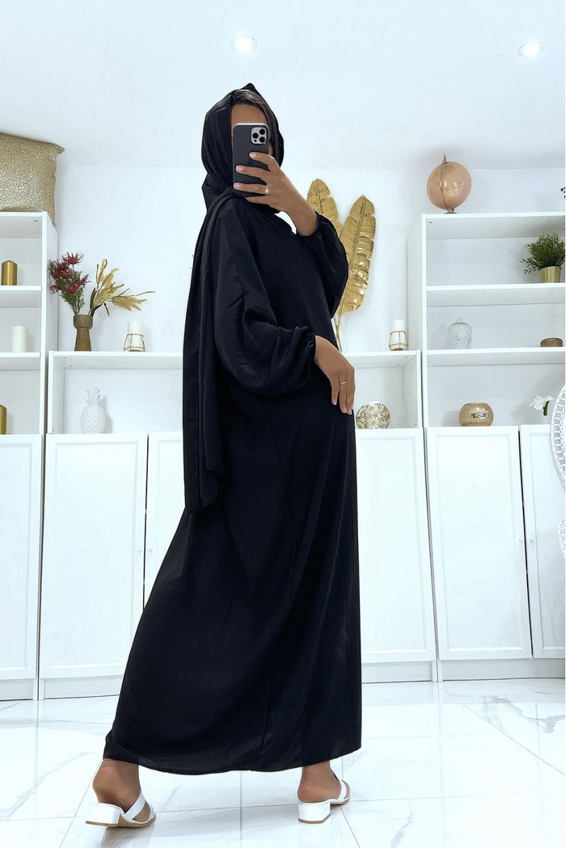 Black abaya with integrated veil cheap vitamin color - 5