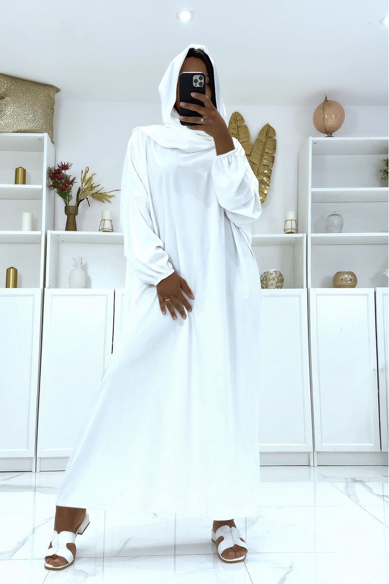 Abaya blanche avec voile intégré pas chère couleur vitaminée - 1