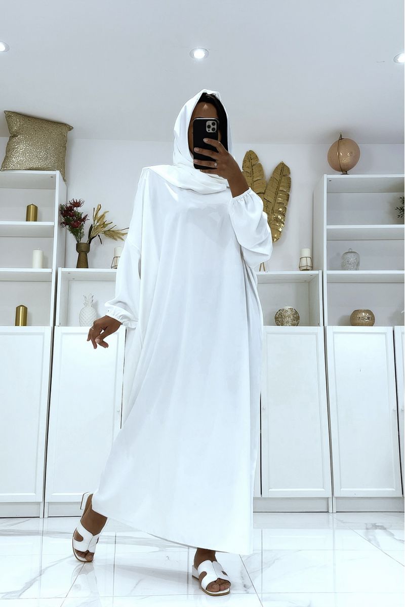 White abaya with integrated veil cheap vitamin color - 2