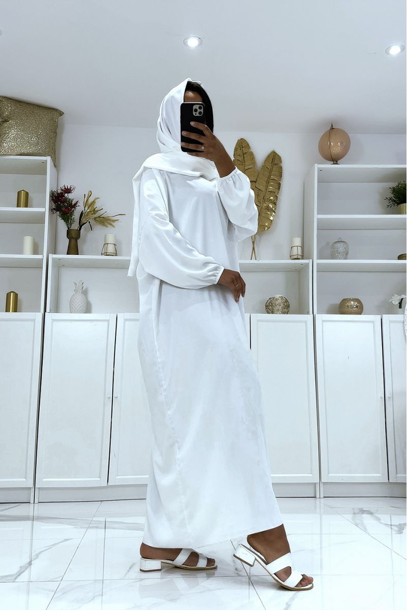 White abaya with integrated veil cheap vitamin color - 3