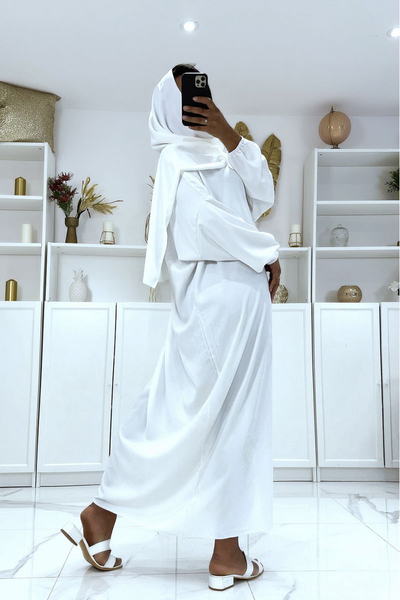 White abaya with integrated veil cheap vitamin color - 4