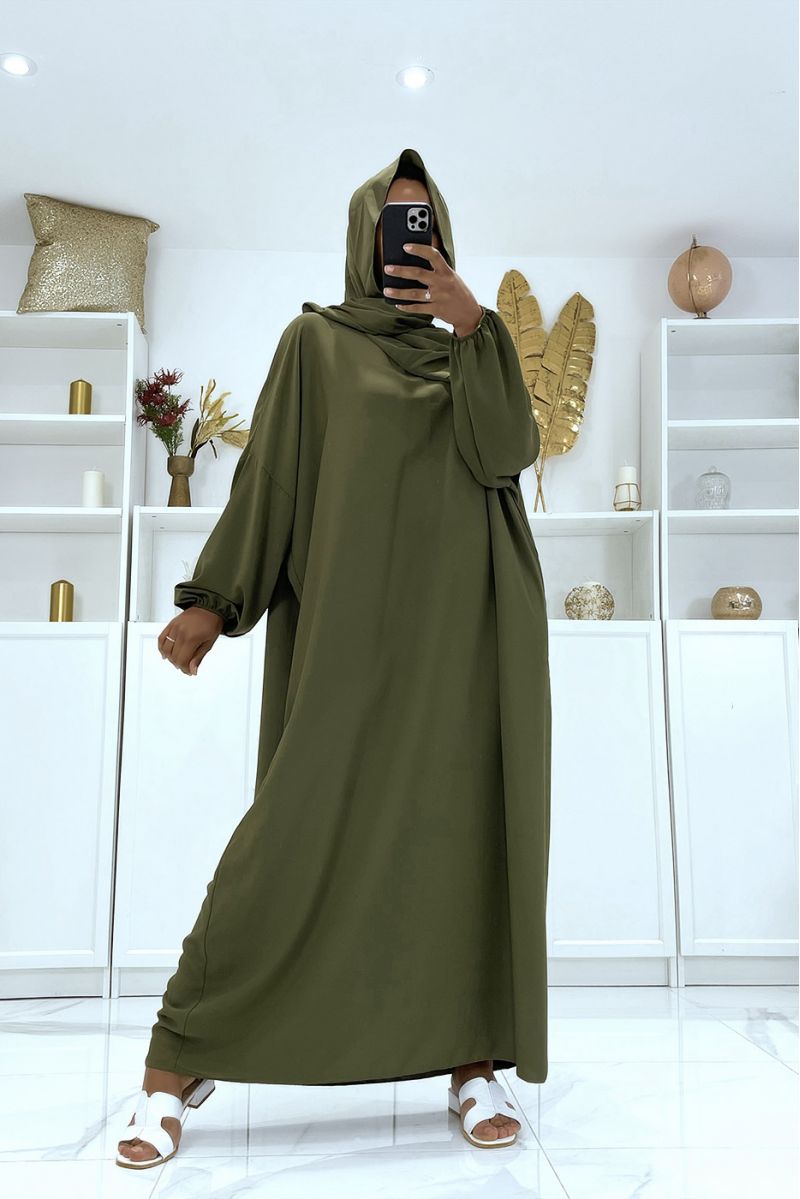Abaya kaki met geïntegreerde sluier goedkope vitamine kleur - 1
