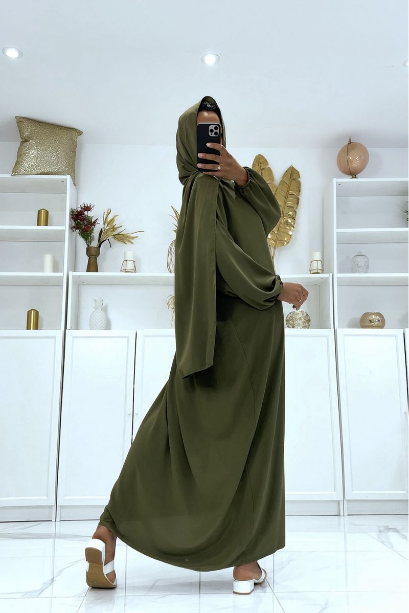 Abaya kaki avec voile intégré pas chère couleur vitaminée - 6
