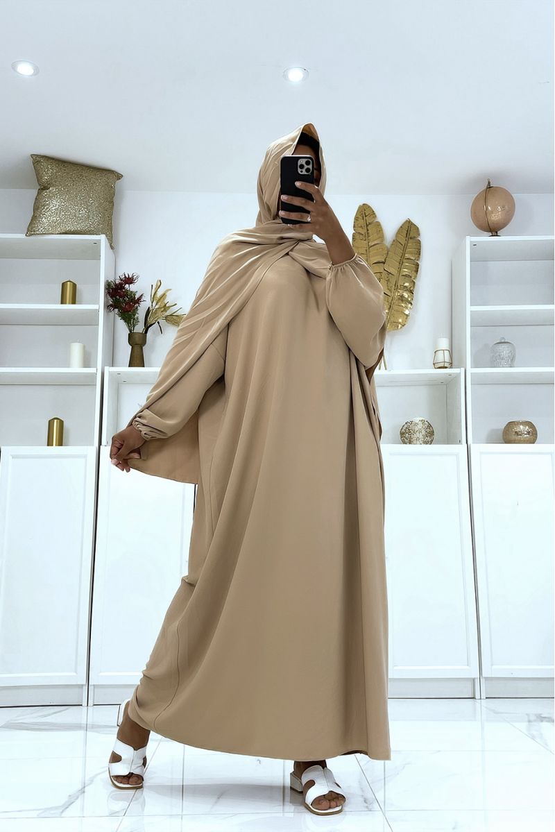 Taupe abaya with integrated veil cheap vitamin color - 2
