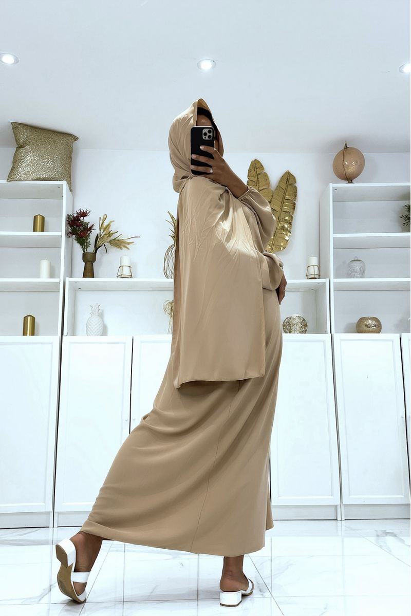 Taupe abaya with integrated veil cheap vitamin color - 4