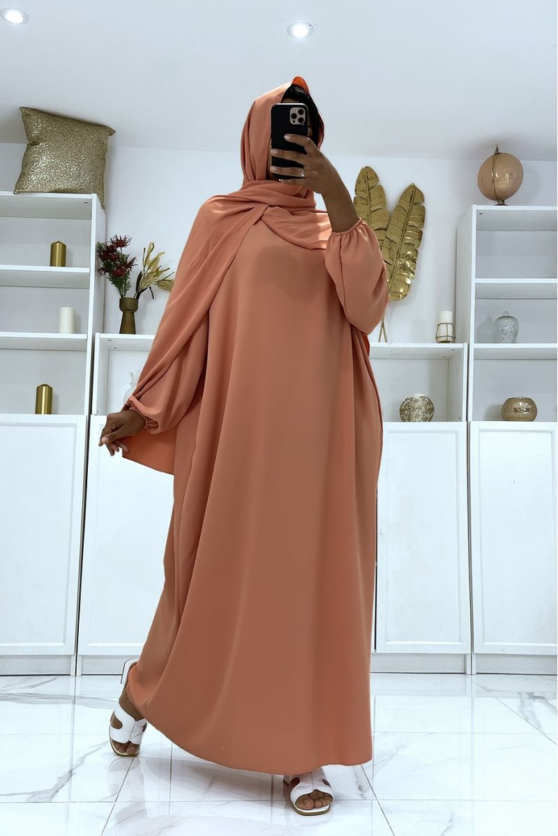 Roze abaya met geïntegreerde sluier goedkope vitamine kleur - 2