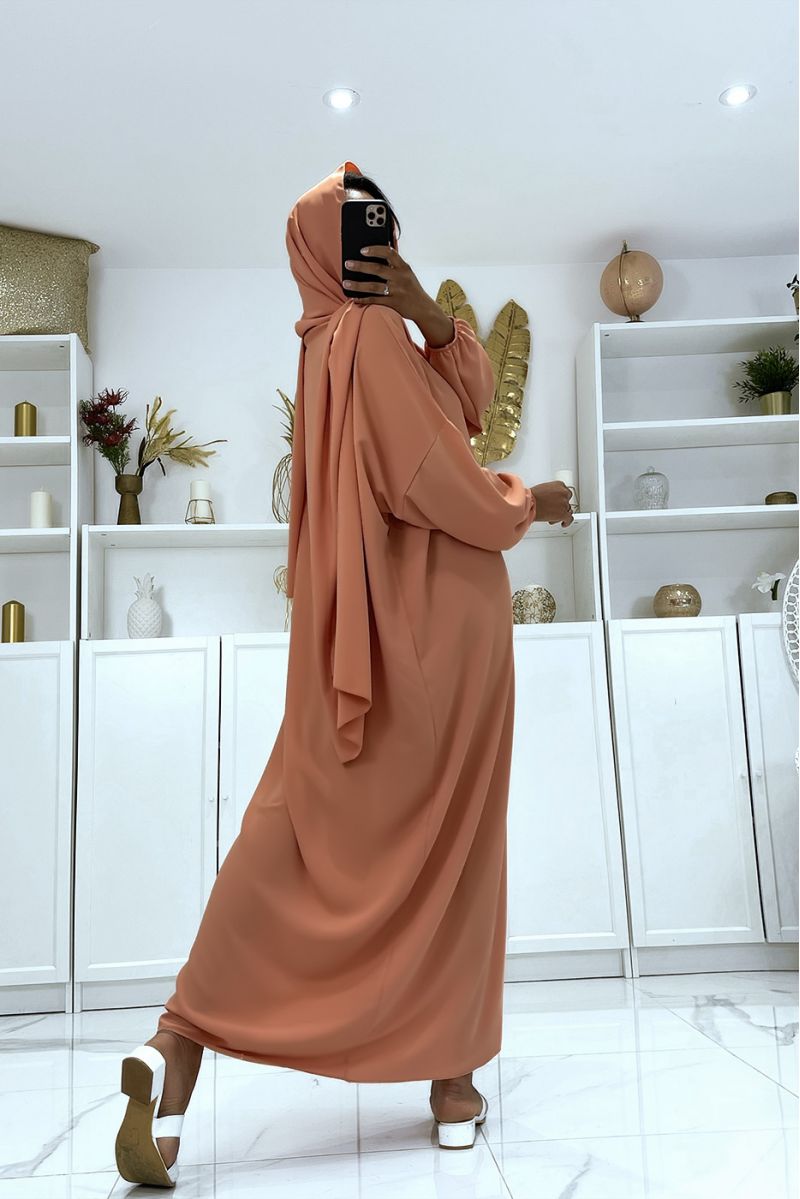 Pink abaya with integrated veil cheap vitamin color - 4