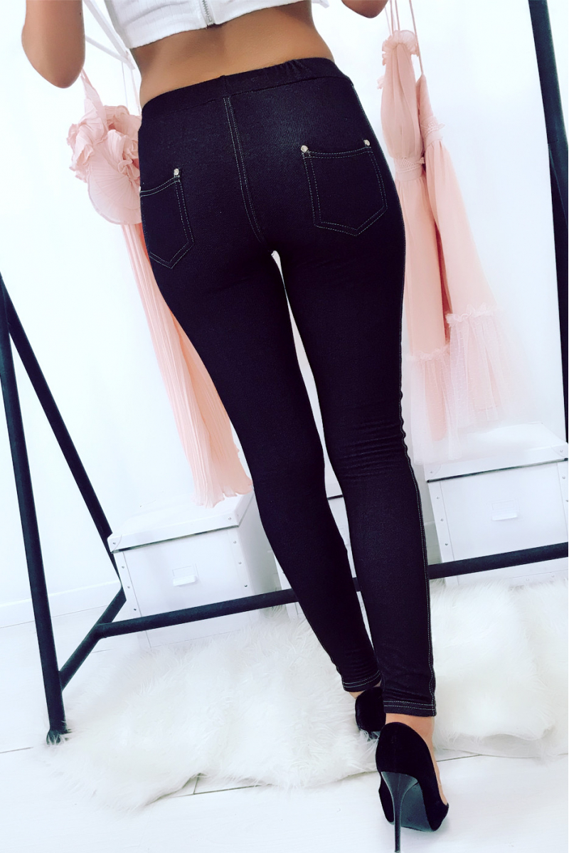 Jeggings noir style denim avec poches. NV1115 - 9