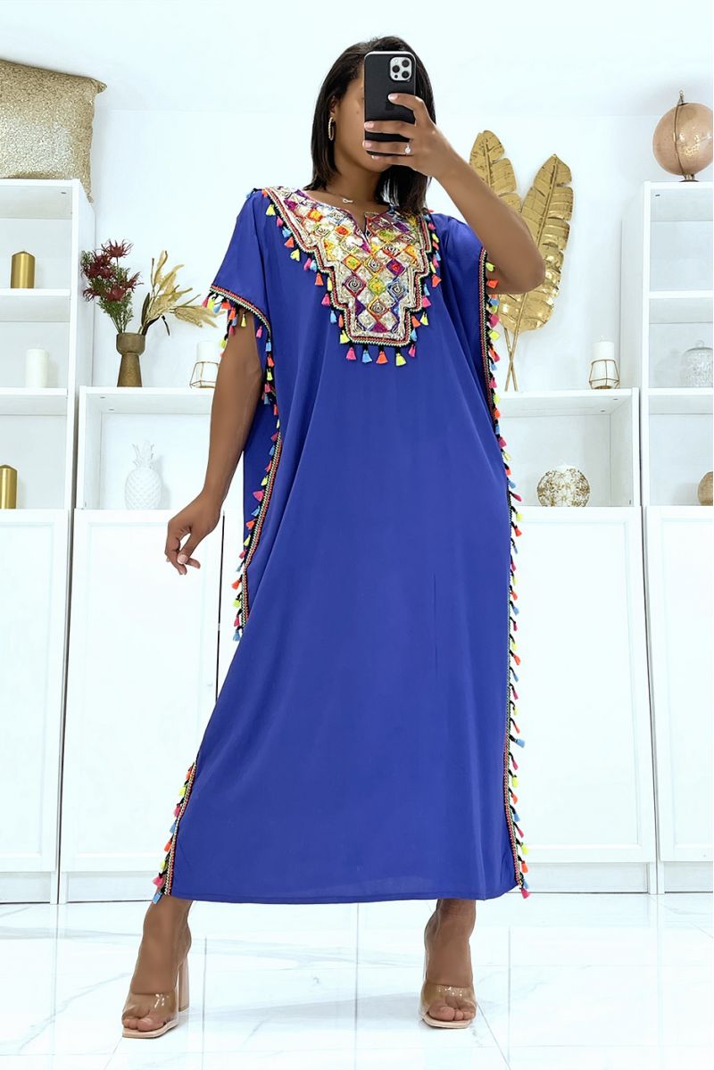 Zeer lichte koninklijke djellaba-jurk om te dragen met mooie pailletten en pompons - 1