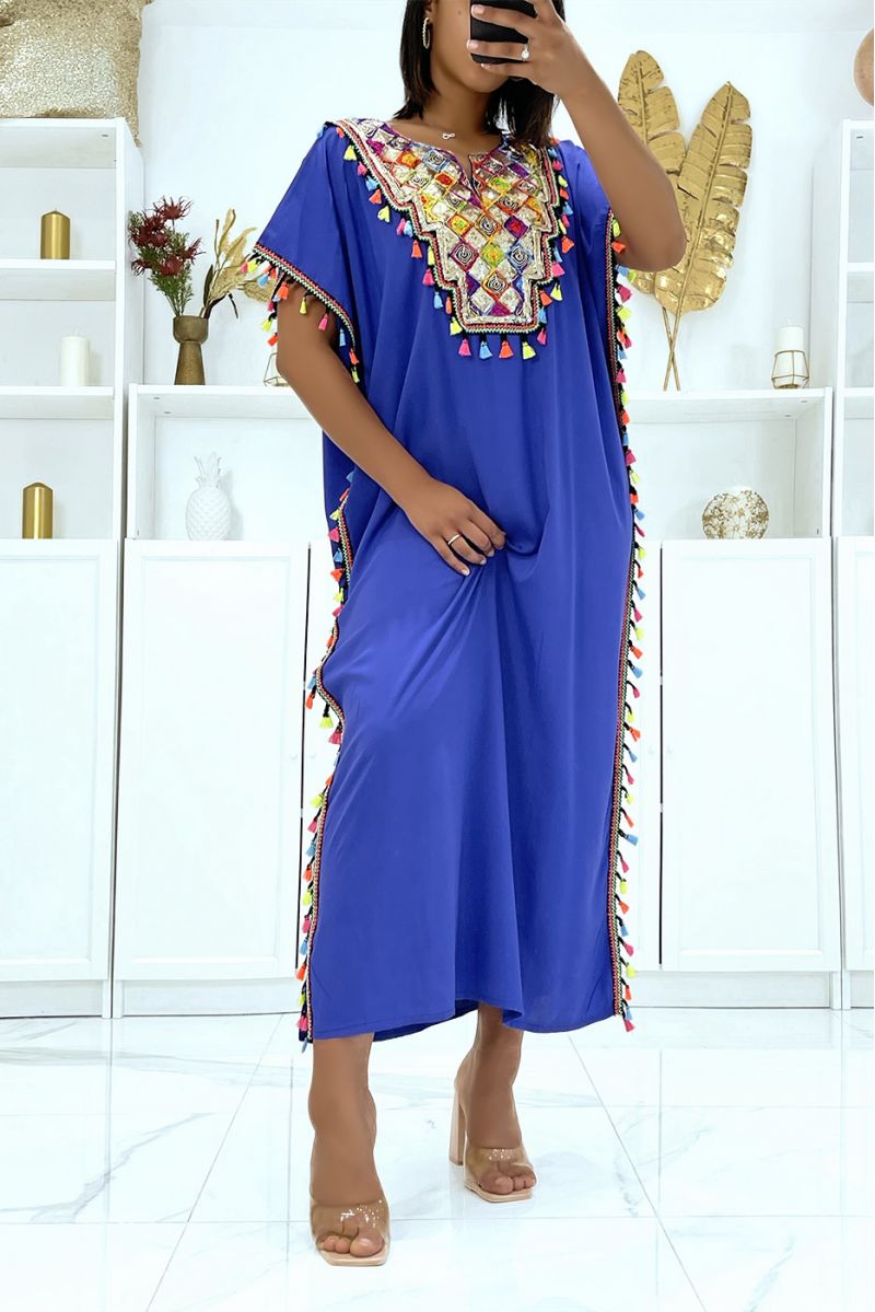 Zeer lichte koninklijke djellaba-jurk om te dragen met mooie pailletten en pompons - 2