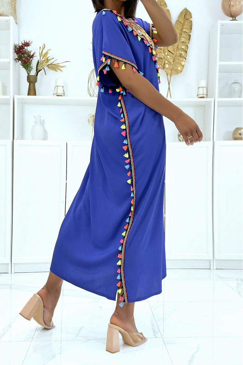 Zeer lichte koninklijke djellaba-jurk om te dragen met mooie pailletten en pompons - 4