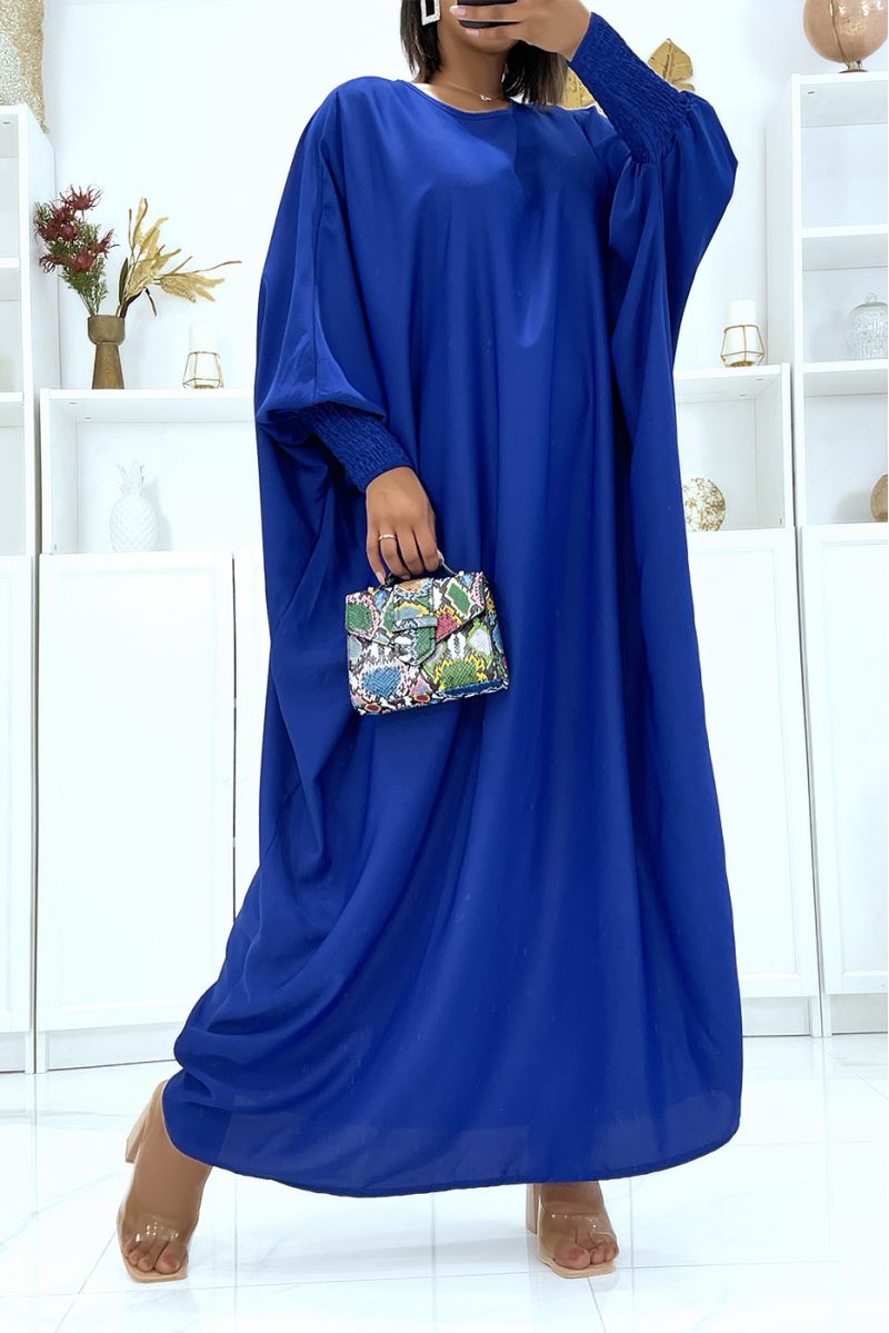 Royal oversized satin dress with batwing sleeves tightened at the front - 1