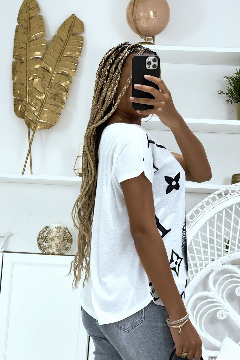 Wit oversized T-shirt met korte mouwen, print geïnspireerd op een vrouw - 4 Wit oversized T-shirt met korte mouwen, print geïnspireerd op een vrouw - 4