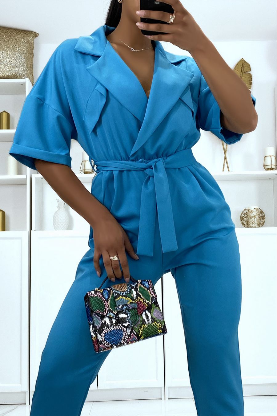 Combinaison pantalon blazer bleu over size  - 4