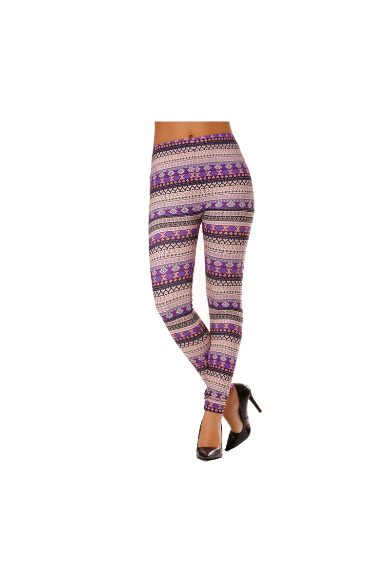 Legging à imprimés aztèque violet. G9-240 - 1