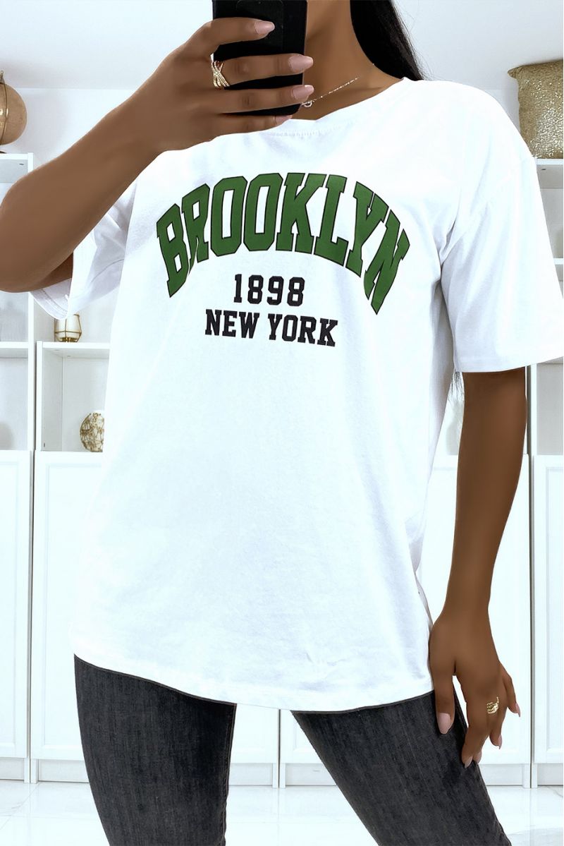 Oversized white Brooklyn 1998 writing T-shirt - 1