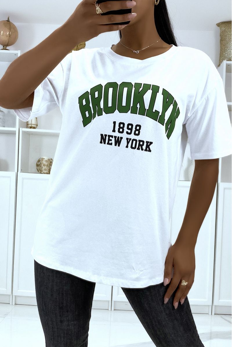 Oversized white Brooklyn 1998 writing T-shirt - 2