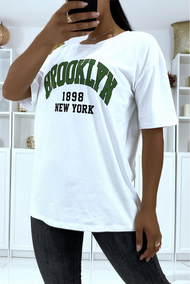 Oversized wit Brooklyn 1998 schrijf T-shirt - 3