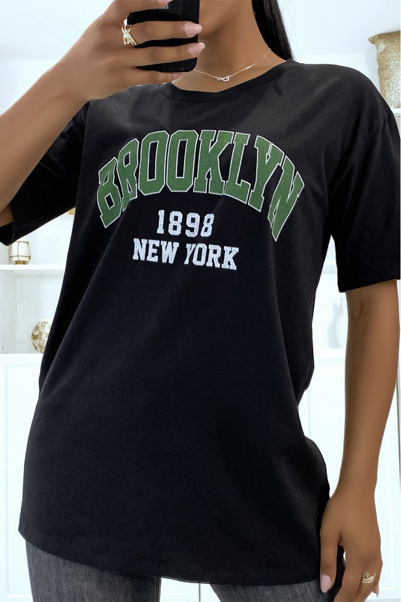 Oversized zwart Brooklyn 1998 schrijvend T-shirt - 1