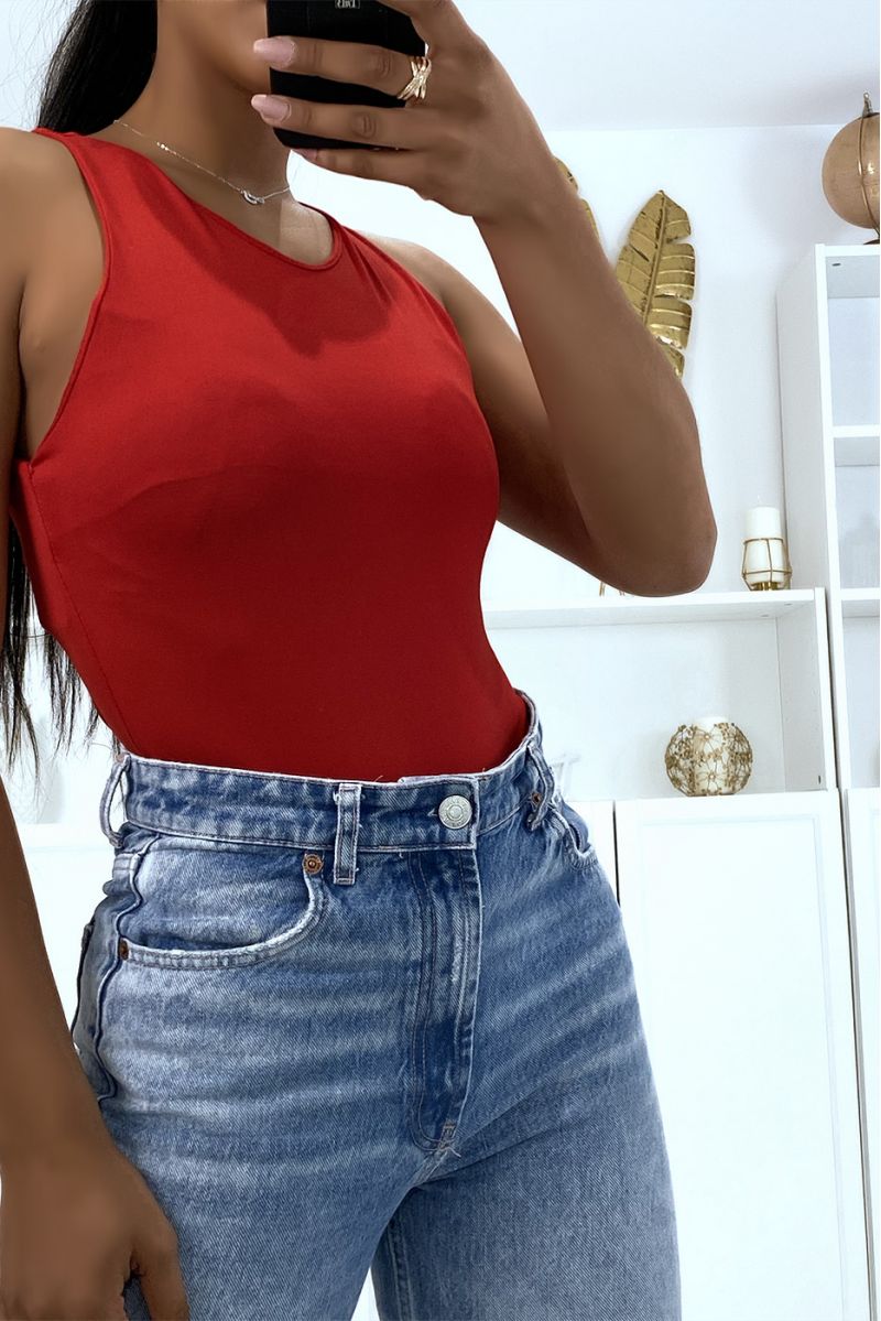Very stretchy red marcel bodysuit lined at the bust - 2 Very stretchy red marcel bodysuit lined at the bust - 2