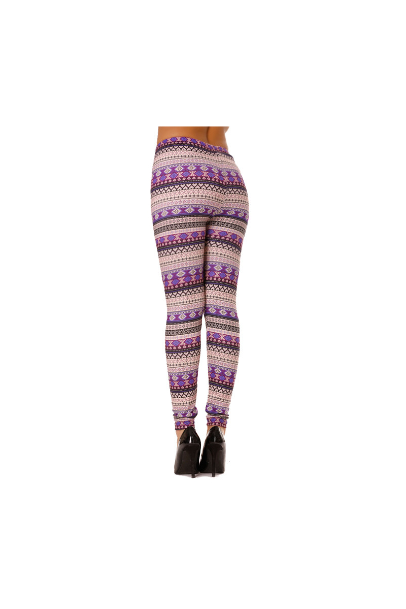 Legging à imprimés aztèque violet. G9-240 - 2