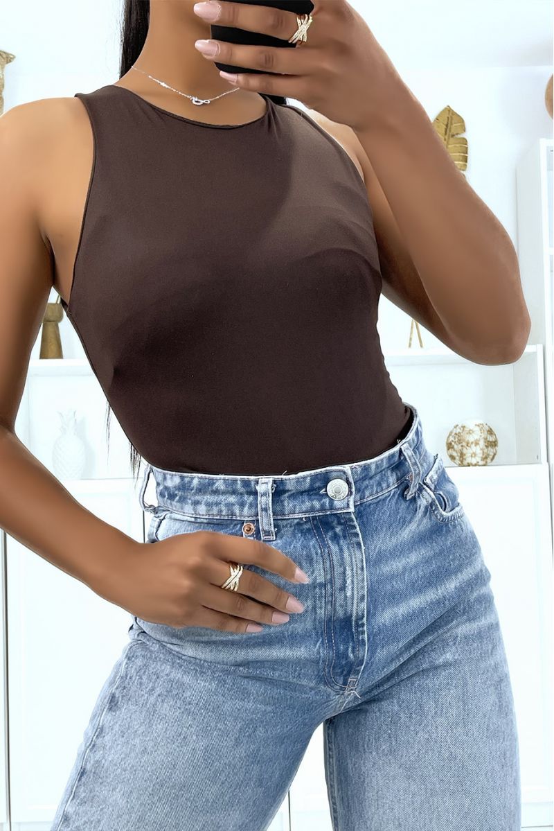 Very stretchy brown marcel bodysuit lined at the bust - 2