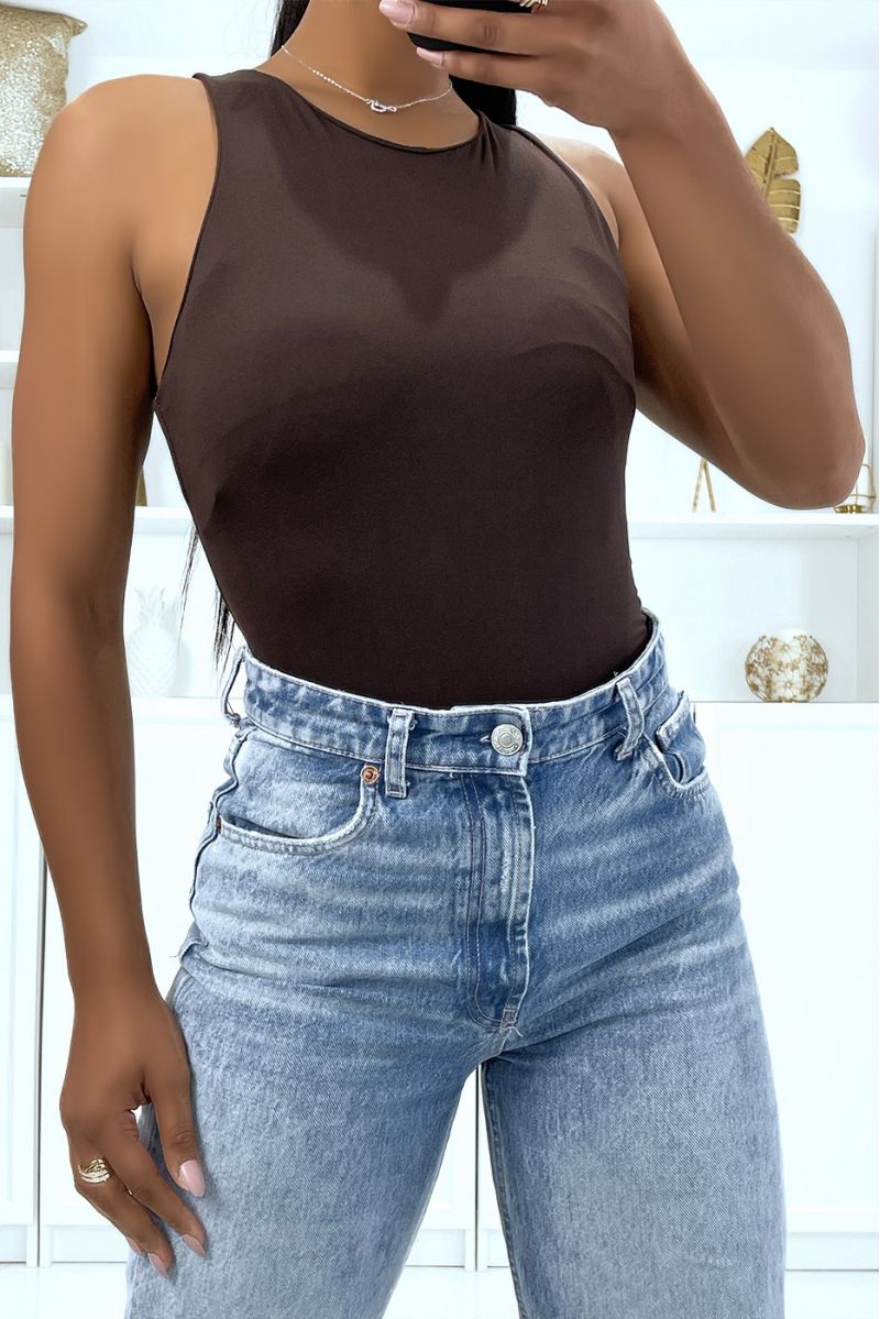 Very stretchy brown marcel bodysuit lined at the bust - 3