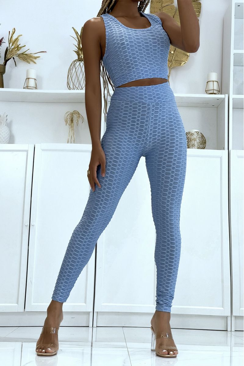 Turquoise leggings and push-up top set - 2