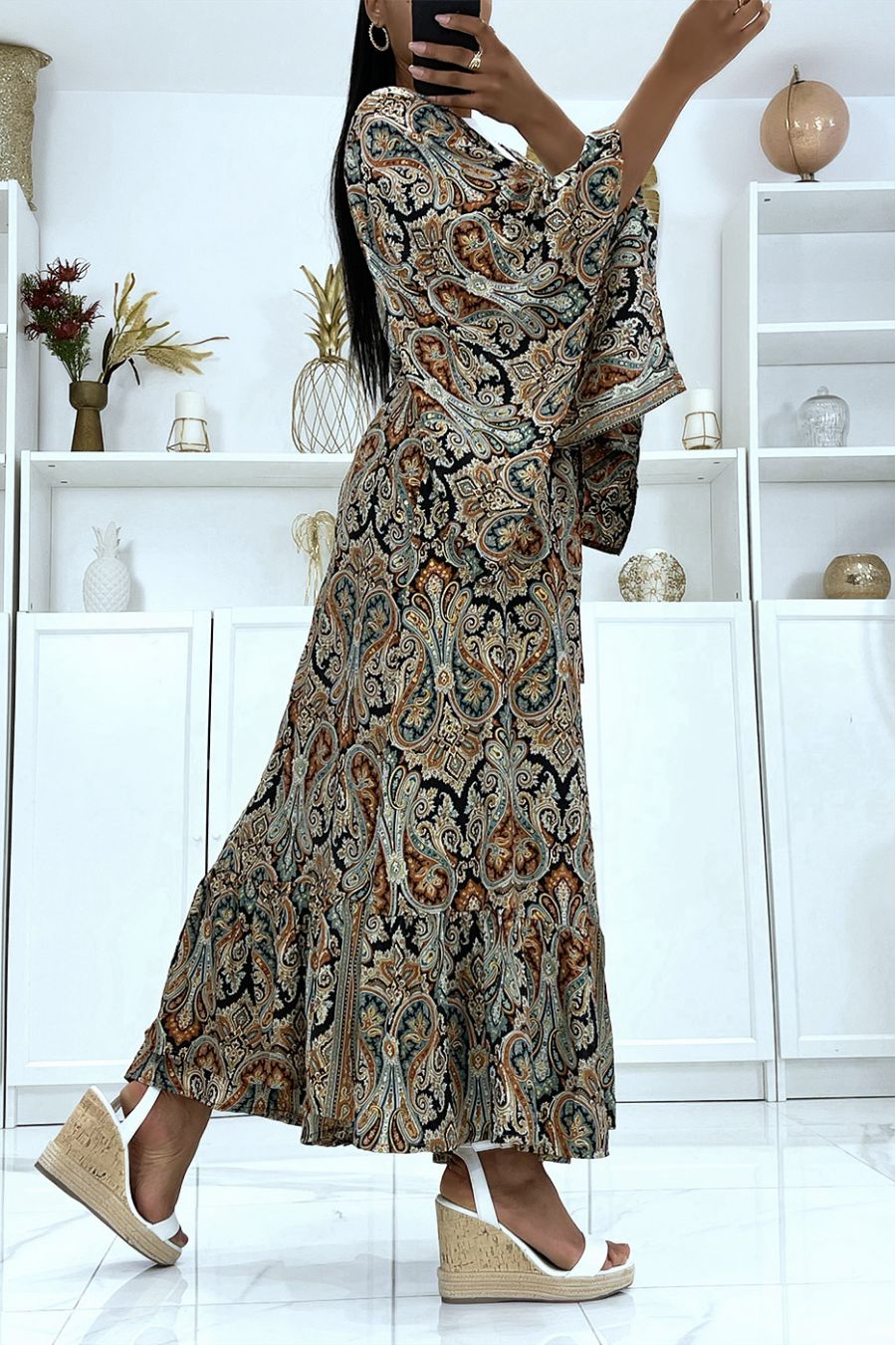 Sublime kimono en soie avec motif noir - 3