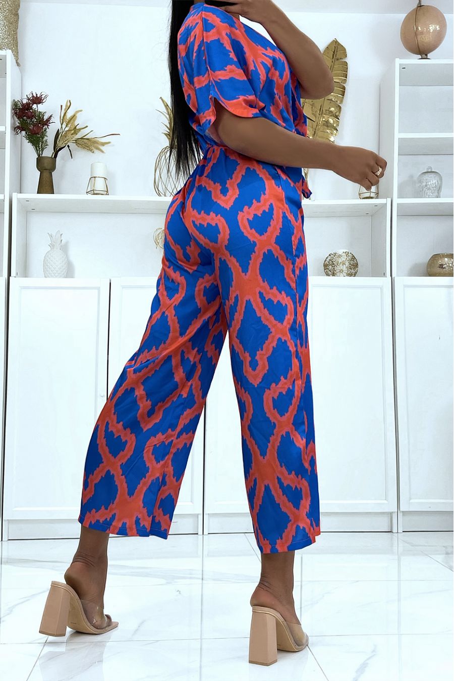 Combinaison pantalon satiné à motif royal  - 4