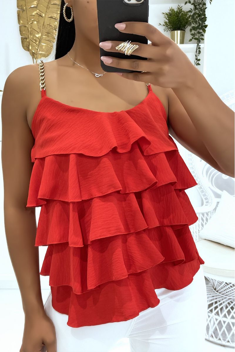 Royal tank top with straps in golden chains and ruffles ideal for summer - 1 Royal tank top with straps in golden chains and ruffles ideal for summer - 1