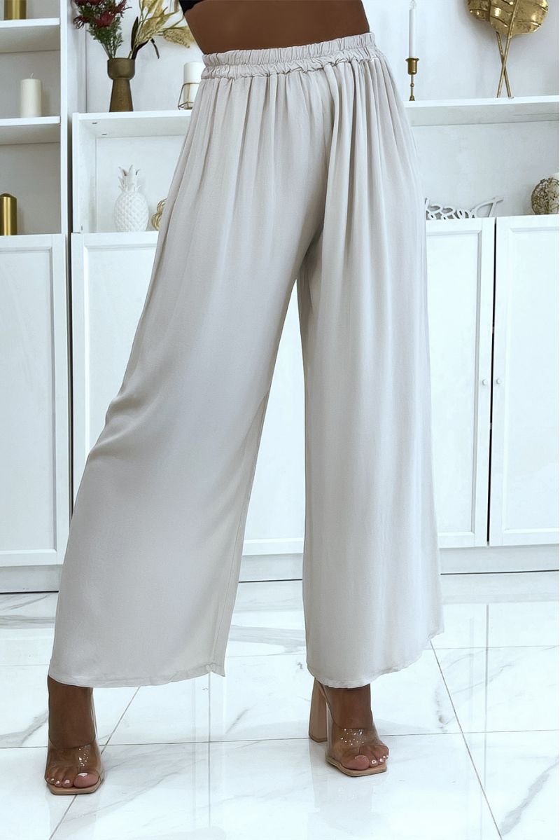 Ecru palazzo pants elastic at the waist suitable for all body types - 2