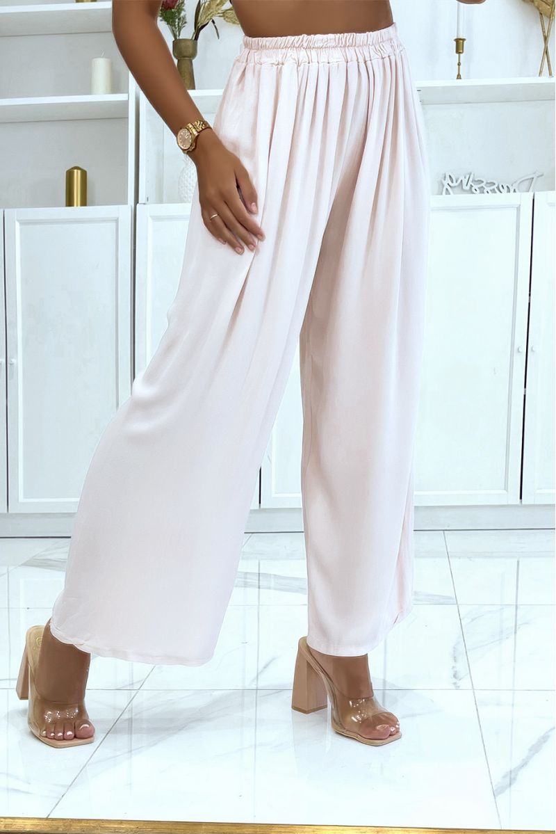 Pink palazzo pants elastic at the waist suitable for all body types - 2
