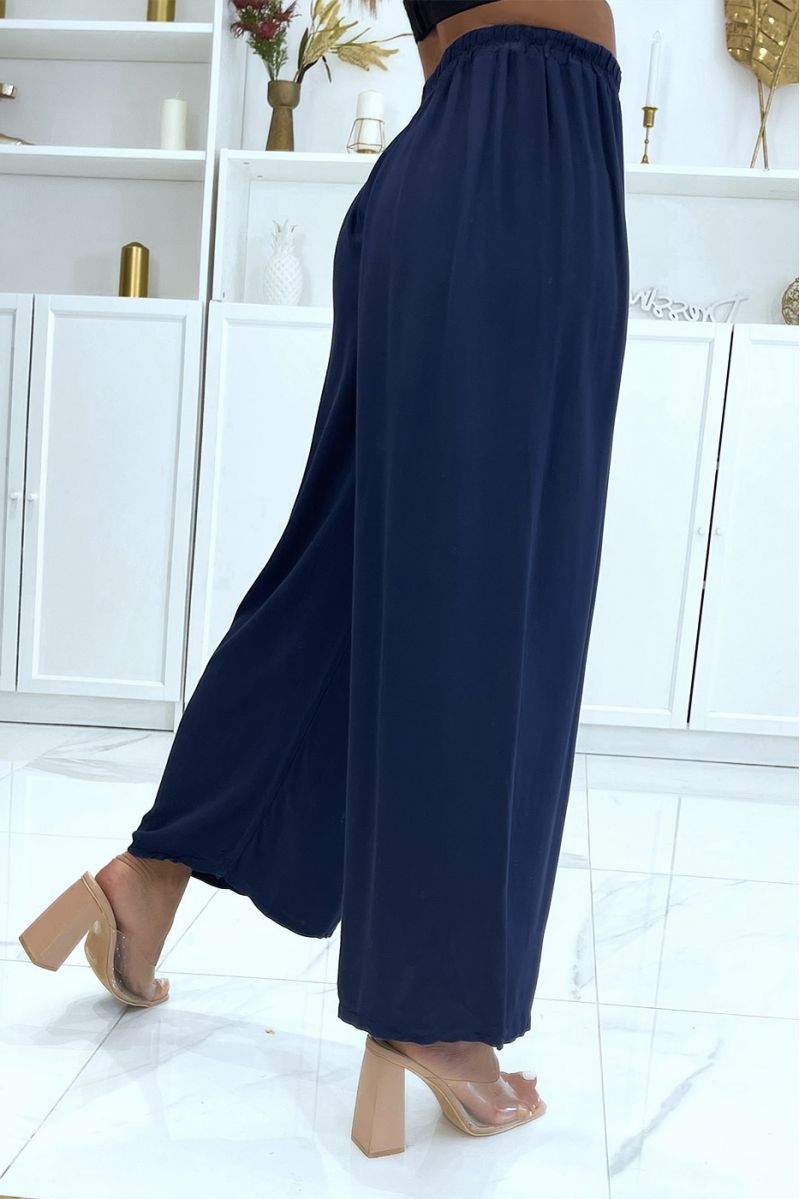 Navy palazzo pants with elastic waistband suitable for all body types - 3