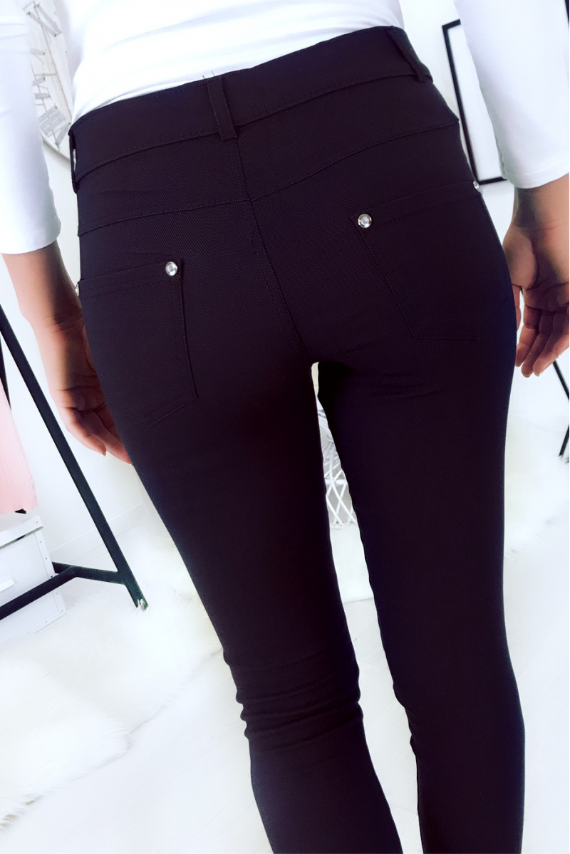 Pantalon slim marine, basic avec poche avant et arrière - 1