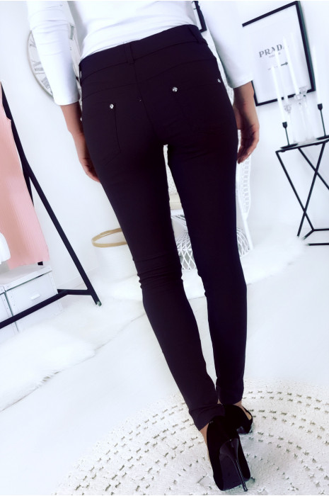 Navy slim fit broek, basic met voor- en achterzak - 2