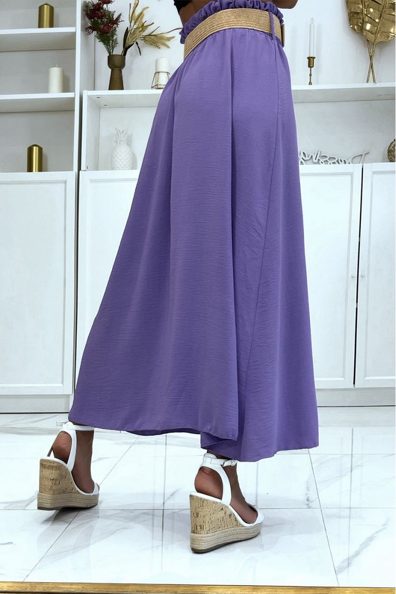 Longue jupe lilas à ceinture effet paille élastique à la taille couleur vitaminée - 3 Longue jupe lilas à ceinture effet paille élastique à la taille couleur vitaminée - 3