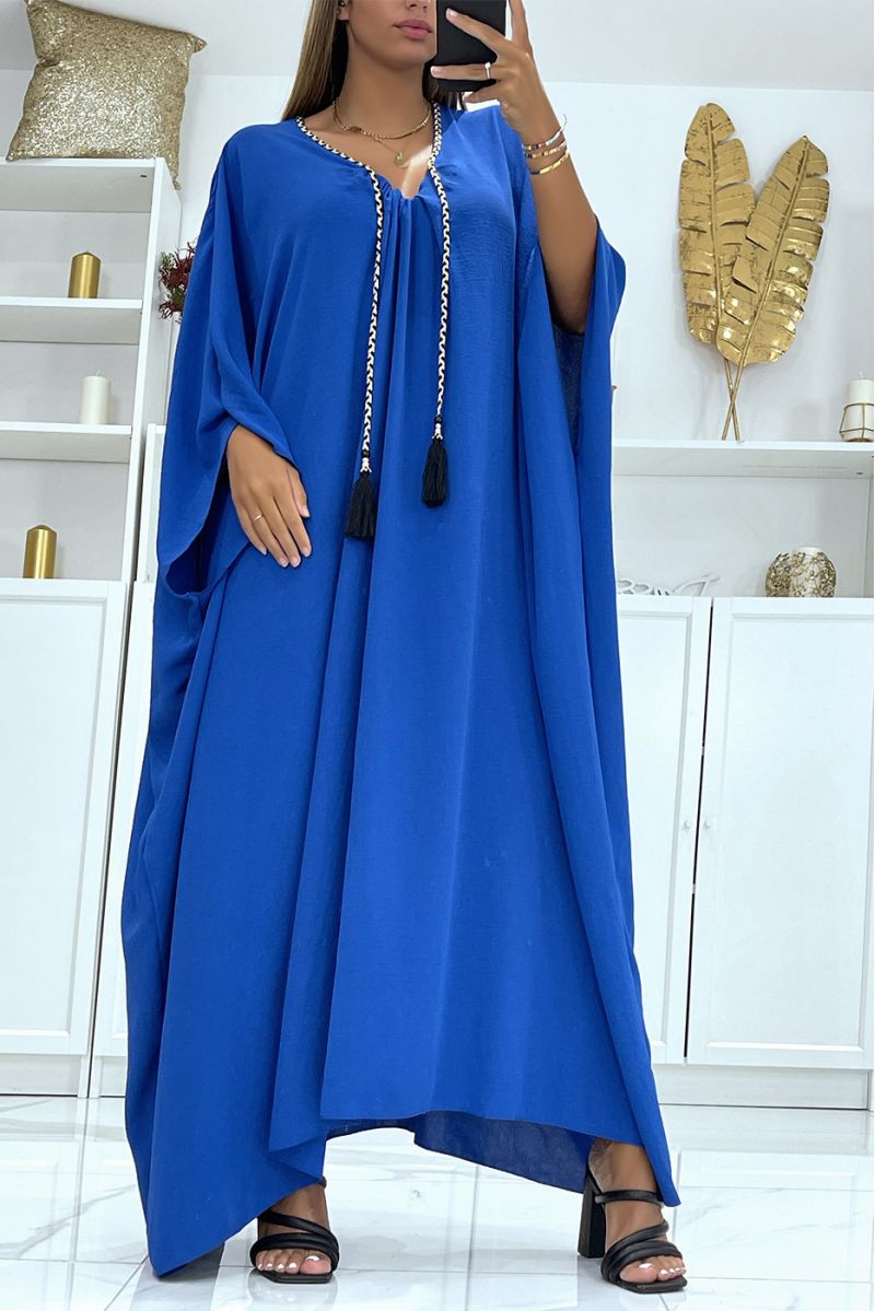 Abaya royal oversize épaisse et confortable à magnifique tresse avec dorure - 2