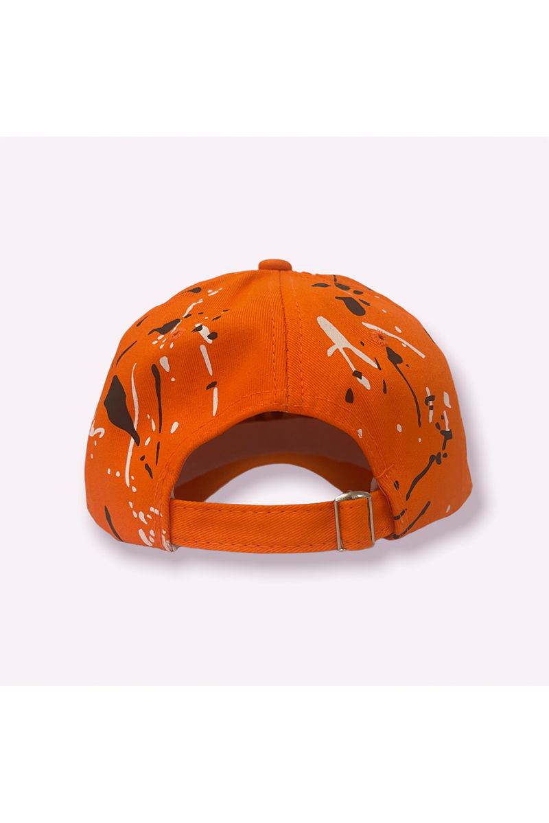 Orange NY New York cap with paint stains - 6