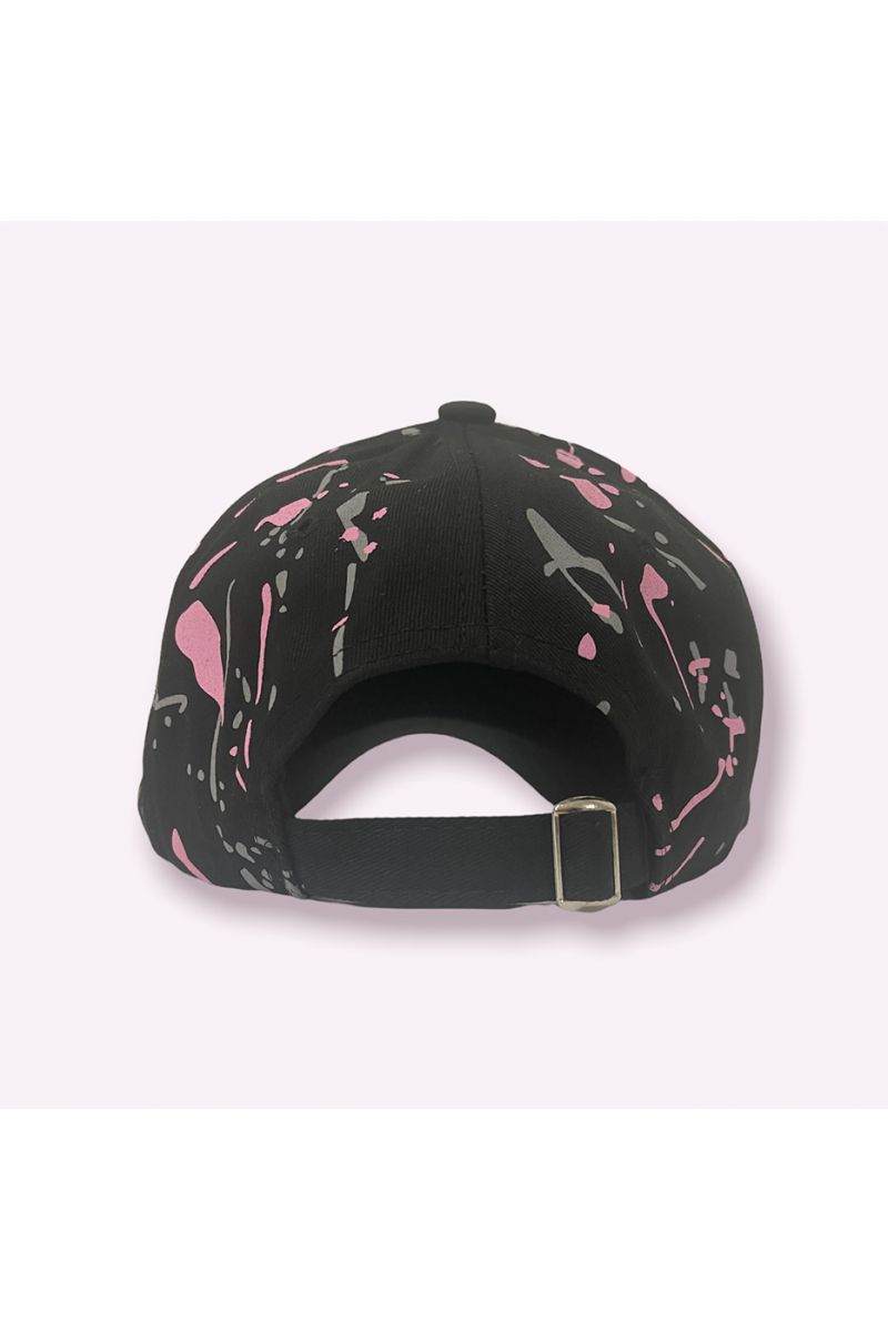 NY New York cap black pink gray with paint stains - 6