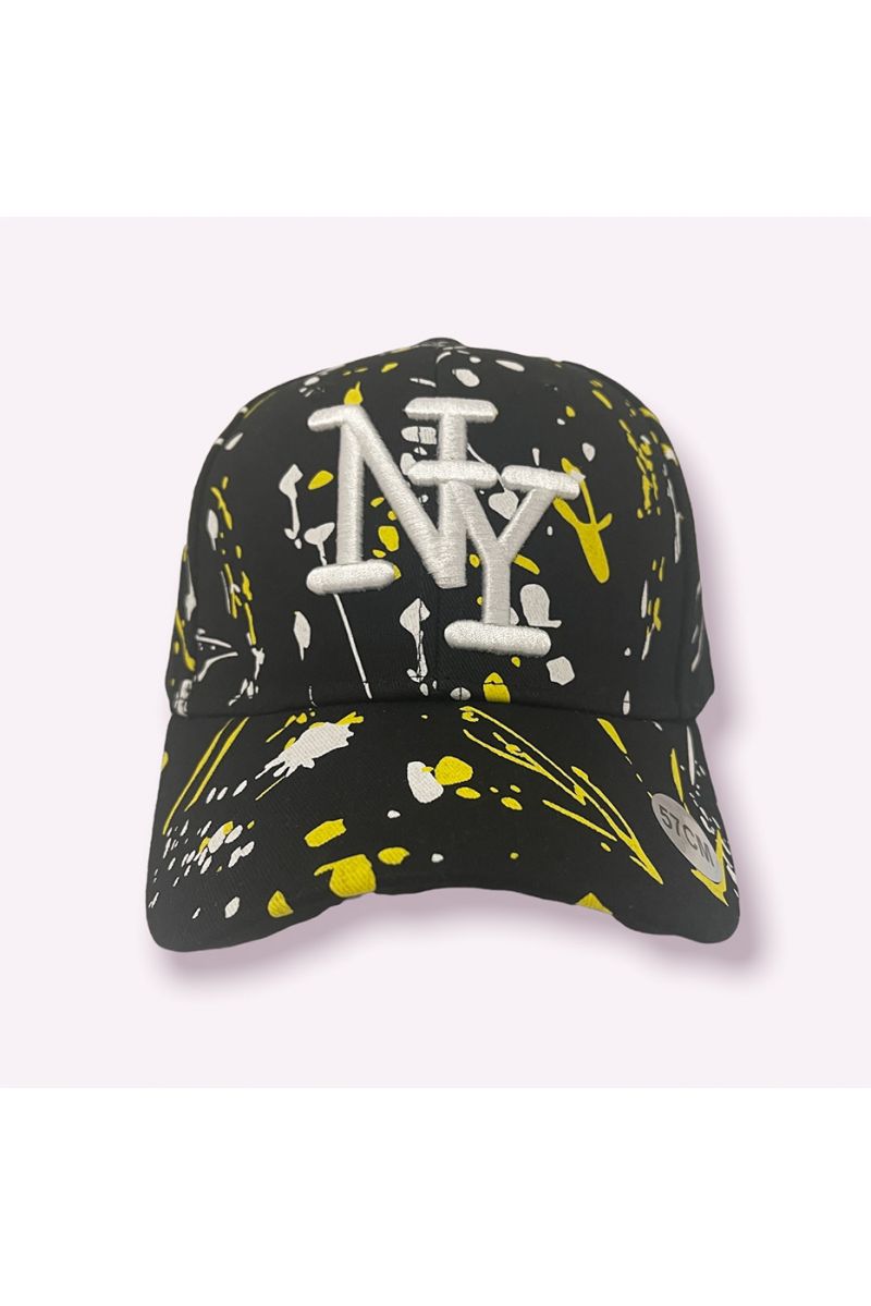 NYNNew York cap black yellow white with paint stains - 2