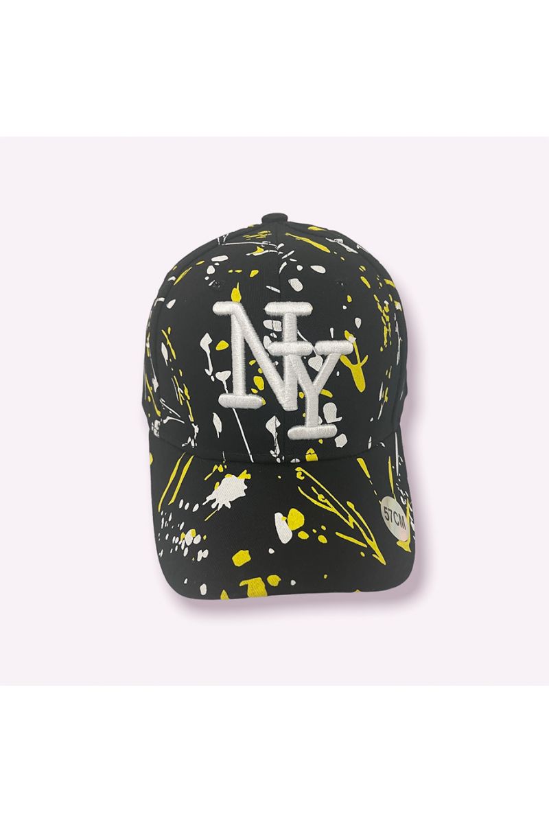 NYNNew York cap black yellow white with paint stains - 7