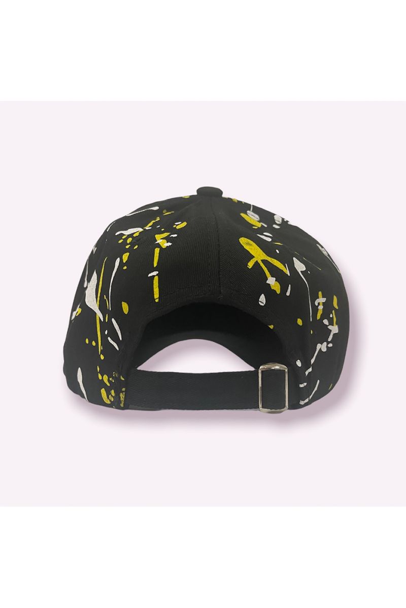 NYNNew York cap black yellow white with paint stains - 8