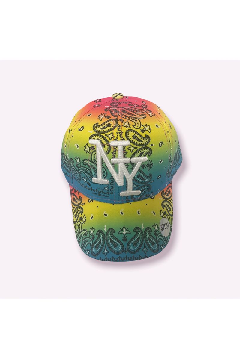 Regenboogblauwe en groene NY New York pet met super trendy originele Azteekse patronen - 7